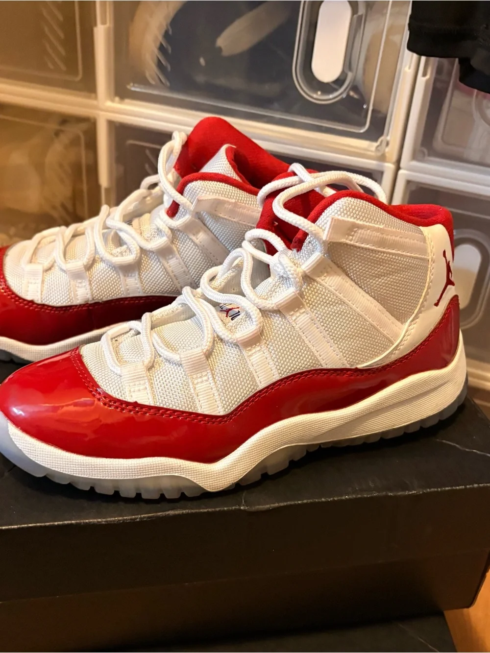Jordan Kids Retro High-Top Sneakers in White and Red